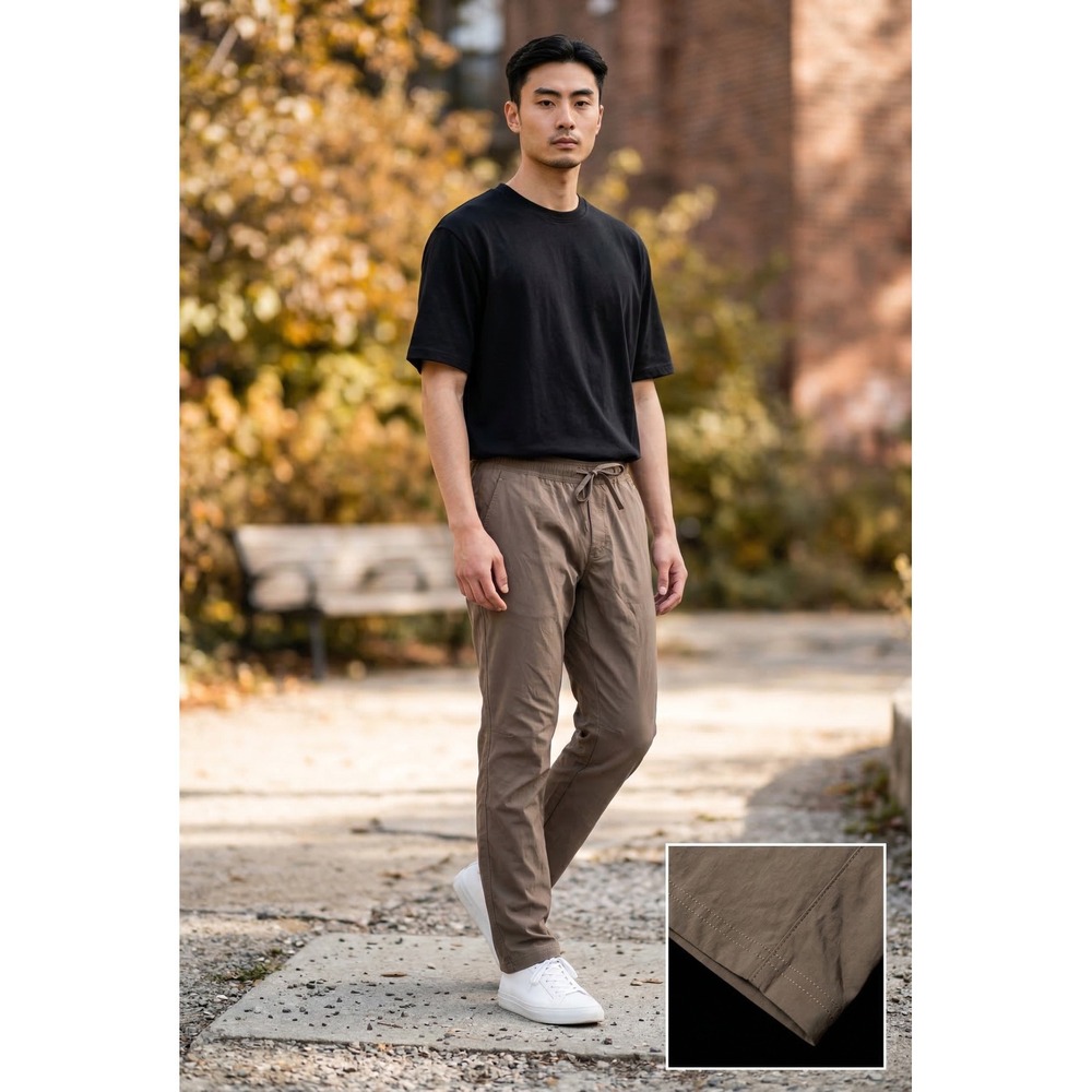 All In Motion Mens Brown Stretch Ripstop Hiking Pants Large 32x31 Drawstring‎